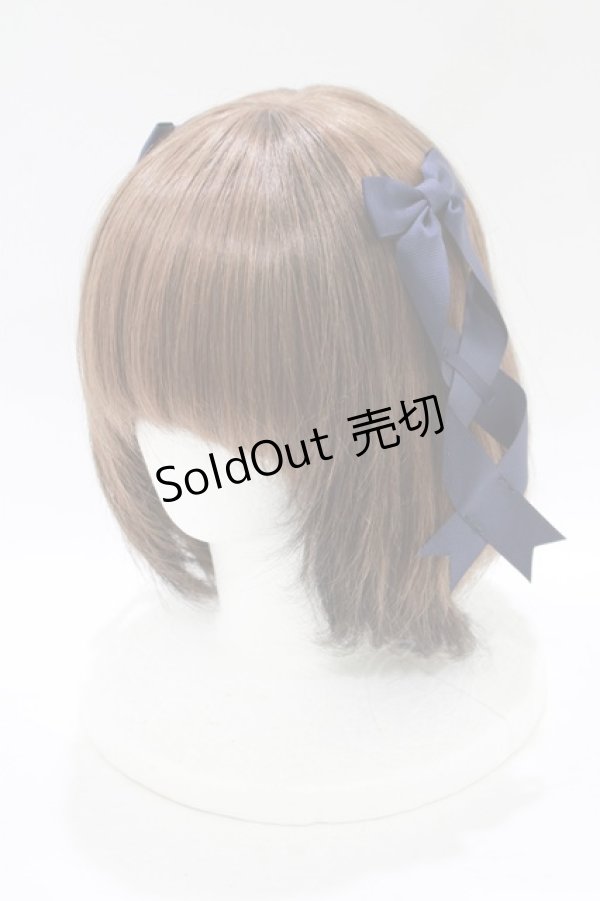 画像1: LOTUS ribbon / ツインテールリボンバレッタ  ネイビー H-25-12-05-075-EL-ZA-NS-ZH (1)