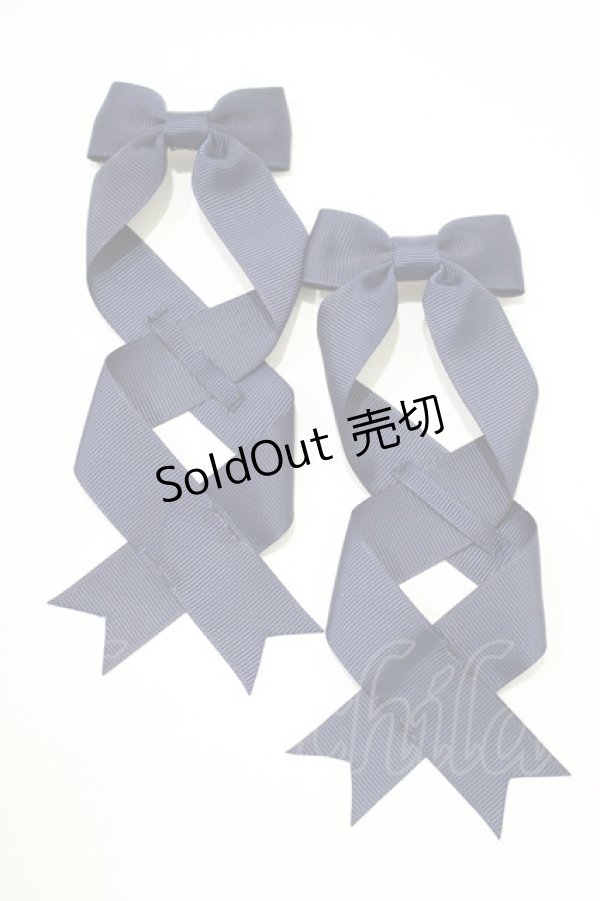 画像2: LOTUS ribbon / ツインテールリボンバレッタ  ネイビー H-25-12-05-075-EL-ZA-NS-ZH (2)