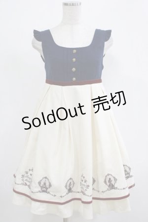 画像: Amavel / 眠れる森の美女刺繍入りバイカラーデザインジャンスカ Free オフ/ネイビー H-25-12-05-011-CA-OP-NS-ZH