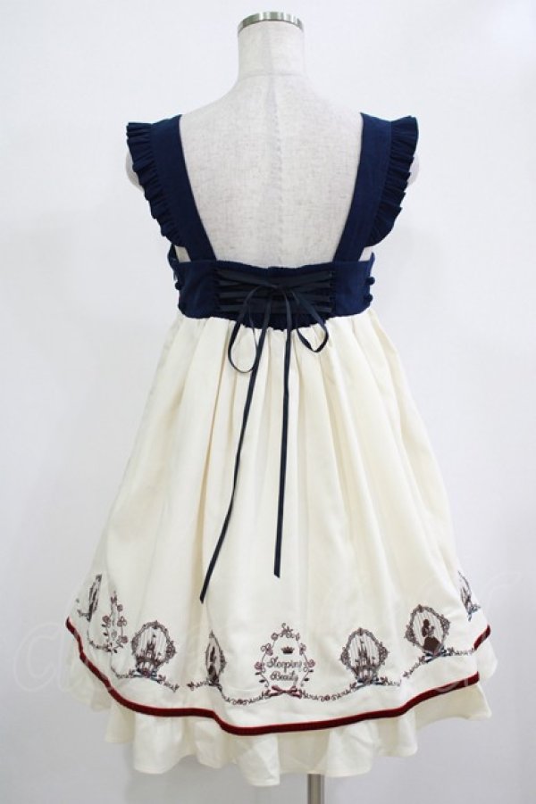 画像3: Amavel / 眠れる森の美女刺繍入りバイカラーデザインジャンスカ Free オフ/ネイビー H-25-12-05-011-CA-OP-NS-ZH (3)