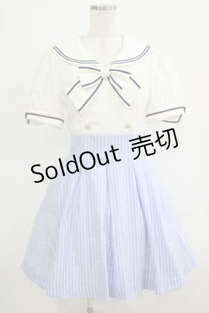 画像: Secret Honey / ストライプドッキングセーラーワンピース Free オフ/サックス H-25-12-05-020-CA-OP-NS-ZH