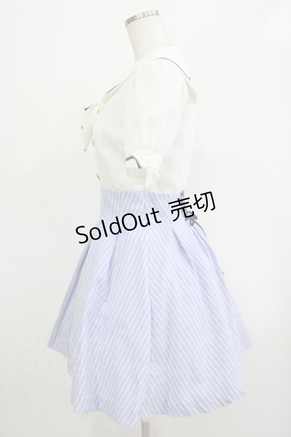 画像2: Secret Honey / ストライプドッキングセーラーワンピース Free オフ/サックス H-25-12-05-020-CA-OP-NS-ZH (2)