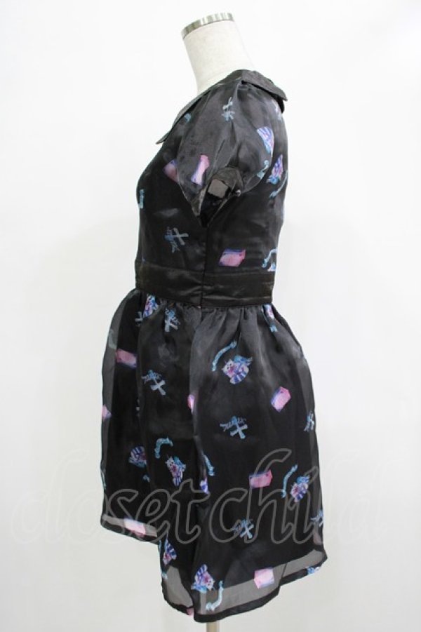 画像2: 【SALE】kokokim / Necorn総柄ワンピース  ブラック H-25-12-06-027-LO-OP-KB-ZT118 (2)