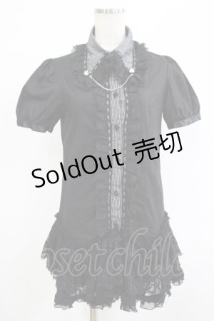 画像: HANGRY&ANGRY / ANGRYレースフリルシャツチュニック  ブラック H-25-12-06-028-HN-BL-KB-ZH