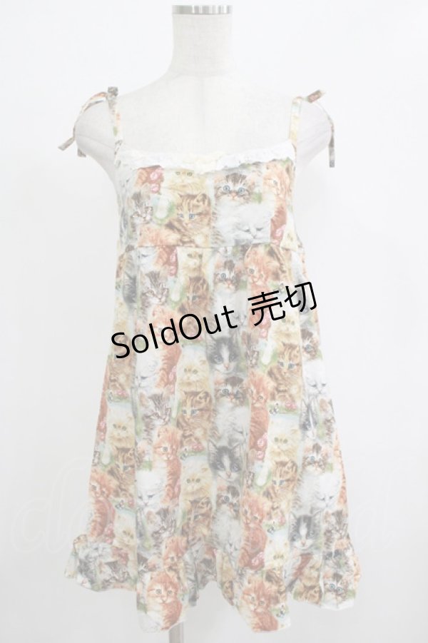 画像1: Nile Perch / キャットプリントキャミワンピース   H-25-12-06-029-LO-OP-KB-ZH (1)