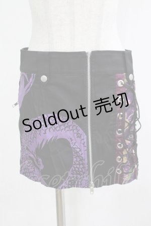 画像: gouk / フロントZIPスカート  黒×紫 H-25-12-06-032-GO-SK-KB-ZH