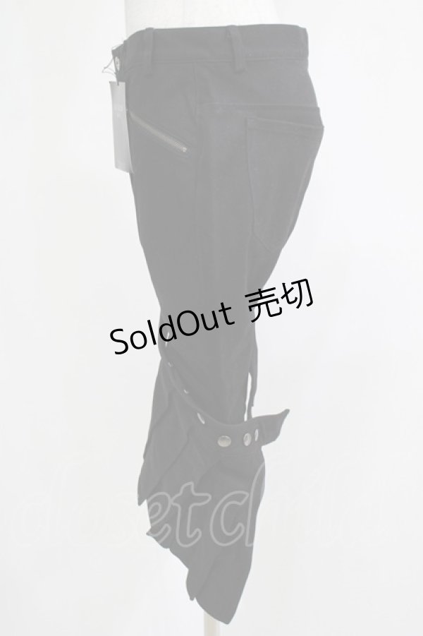 画像2: BPN FOR MEN / レッグフラップ付パンツ  ブラック H-25-12-06-036-GO-PA-KB-ZH (2)