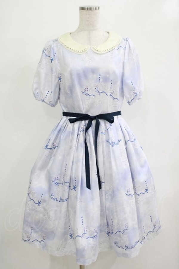 画像1: Leur Getter / Dreamy Carousel袖付ワンピース M ブルー H-25-12-06-004-LU-OP-KB-ZH (1)