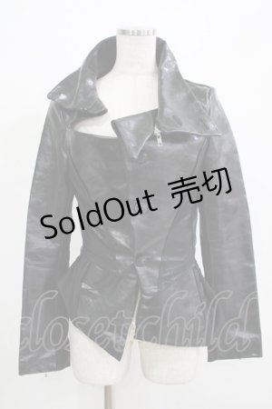 画像: h.NAOTO / レイヤード風レザー切替ジャケット  ブラック H-25-12-06-038-HN-JA-KB-ZH