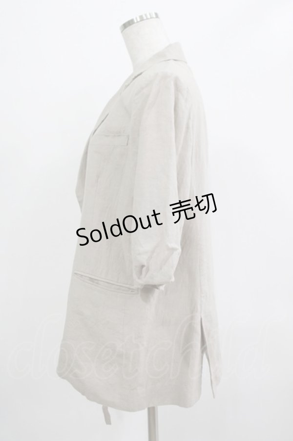 画像2: Jane Marple Dans Le Salon / タックスリーブリネンジャケット  グレージュ H-25-12-06-041-JM-JA-KB-ZH (2)