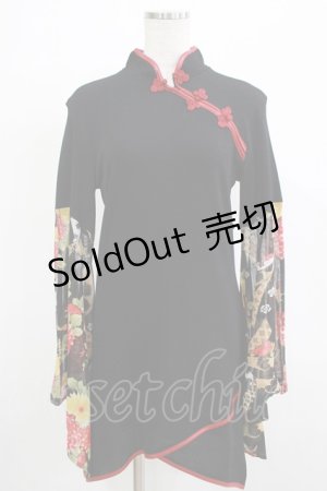 画像: Qutie Frash / チャイナチュニック  黒×赤 H-25-12-06-044-QU-TO-KB-ZH