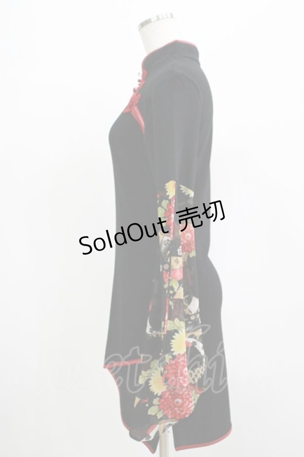 画像2: Qutie Frash / チャイナチュニック  黒×赤 H-25-12-06-044-QU-TO-KB-ZH (2)