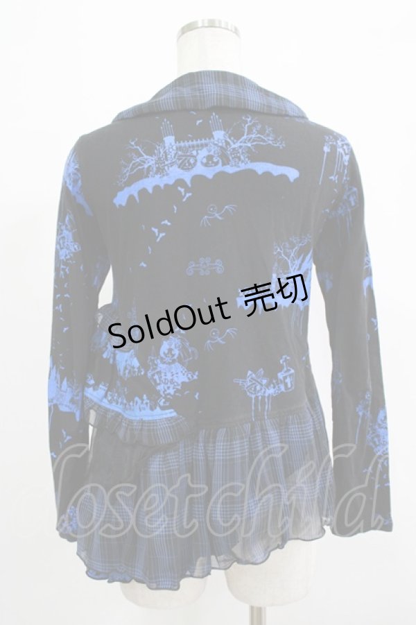 画像3: HANGRY&ANGRY / チェックフリルプリントボレロ  黒×青 H-25-12-06-046-HN-TO-KB-ZH (3)