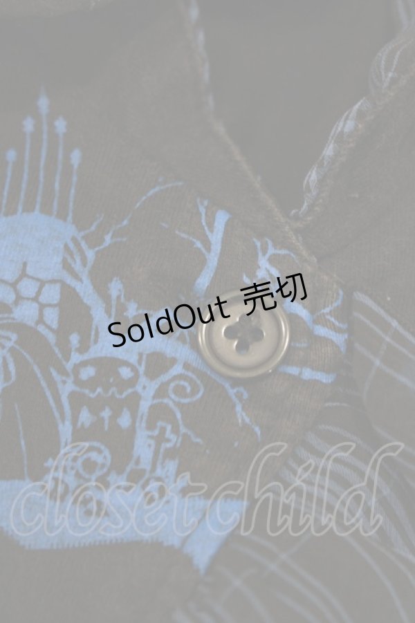 画像5: HANGRY&ANGRY / チェックフリルプリントボレロ  黒×青 H-25-12-06-046-HN-TO-KB-ZH (5)