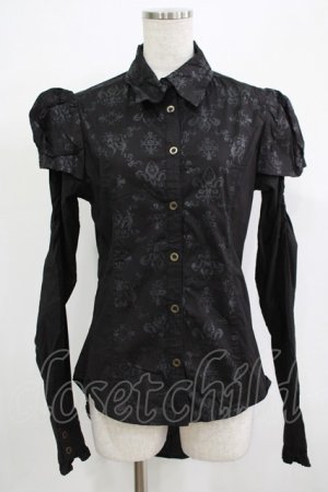 画像: STEAM / プリント切替ブラウス  ブラック H-25-12-06-047-HN-BL-KB-ZH