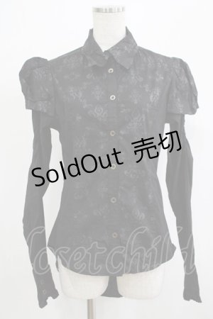 画像: STEAM / プリント切替ブラウス  ブラック H-25-12-06-047-HN-BL-KB-ZH