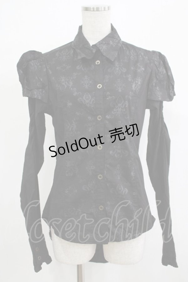 画像1: STEAM / プリント切替ブラウス  ブラック H-25-12-06-047-HN-BL-KB-ZH (1)