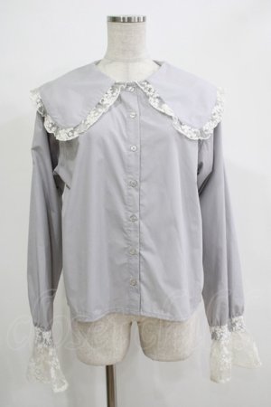 画像: merry jenny / レースカフスブラウス  グレー H-25-12-06-050-LO-BL-KB-ZH