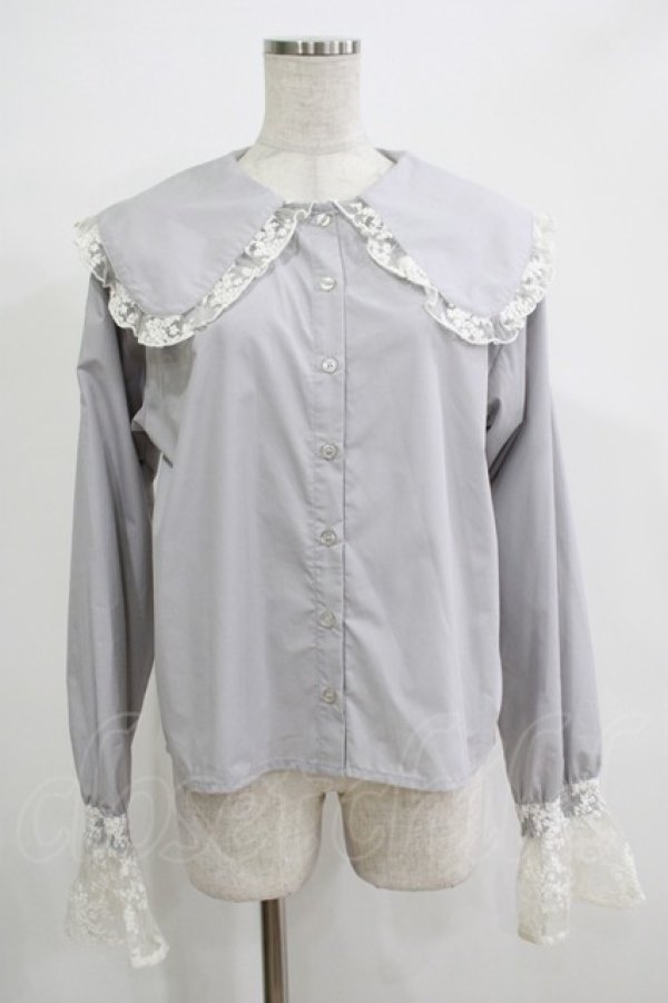 画像1: merry jenny / レースカフスブラウス  グレー H-25-12-06-050-LO-BL-KB-ZH (1)
