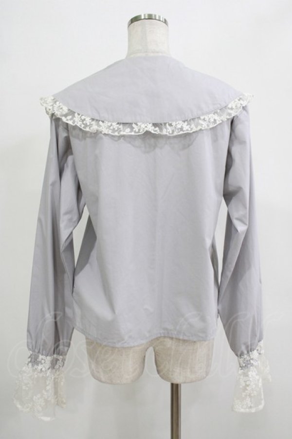 画像3: merry jenny / レースカフスブラウス  グレー H-25-12-06-050-LO-BL-KB-ZH (3)