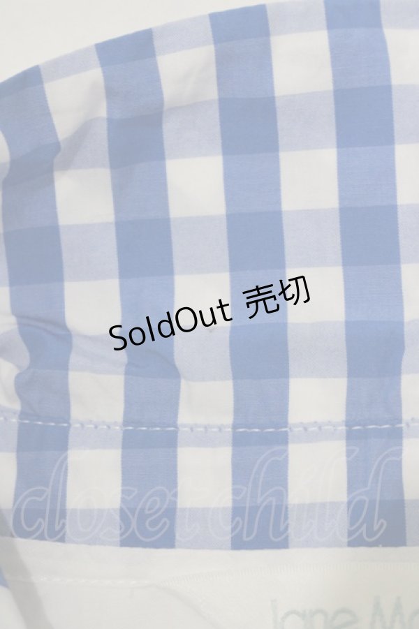 画像4: Jane Marple / ギンガムカラー半袖ブラウス M オフ×ブルー H-25-12-06-051-JM-BL-KB-ZH (4)