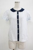 画像1: 【SALE】MILK / グッドガールブラウス  サックス×ネイビー H-25-12-06-052-ML-BL-KB-ZT117 (1)