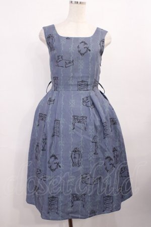 画像: Fi.n.t / ベルト付きクローゼット柄ワンピース Free ブルー H-25-12-06-1005-CA-OP-NS-ZH