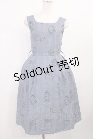 画像: Fi.n.t / ベルト付きクローゼット柄ワンピース Free ブルー H-25-12-06-1005-CA-OP-NS-ZH