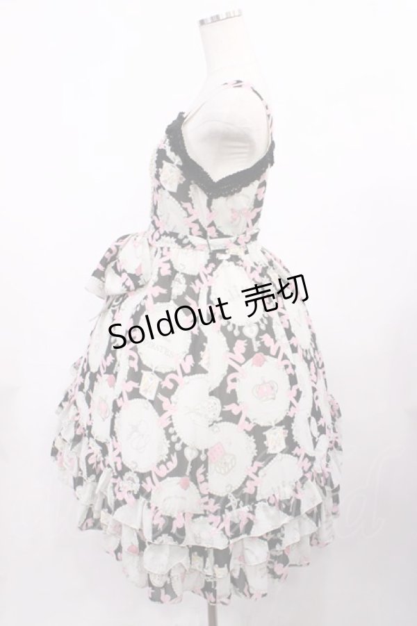 画像2: ALICE and the PIRATES / 宝石柄シフォンジャンパースカート Free ブラック H-25-12-06-1001-PA-OP-NS-ZH (2)