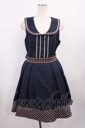 画像: Amavel / BACKリボン付チェック柄切替ジャンスカ Free ネイビー H-25-12-06-1013-CA-OP-NS-ZH