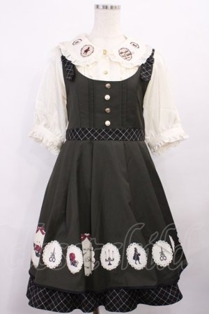 画像: Amavel / 赤ずきんモチーフプリント入り チェック柄切替ジャンパースカート Free グリーン H-25-12-06-1014-CA-OP-NS-ZH