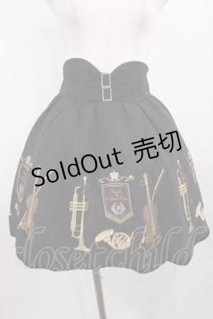 画像: Amavel / 楽器刺繍入り サス付ベロア切替ミニ丈スカート Free ブラック H-25-12-06-1019-CA-SK-NS-ZH