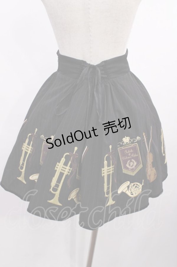 画像2: Amavel / 楽器刺繍入り サス付ベロア切替ミニ丈スカート Free ブラック H-25-12-06-1019-CA-SK-NS-ZH (2)