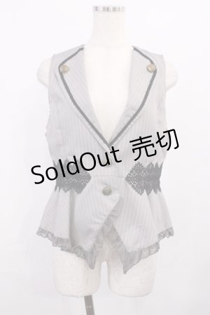 画像: axes femme POETIQUE / ストライプショートベスト M グレー H-25-12-06-1025-AX-JA-NS-ZH