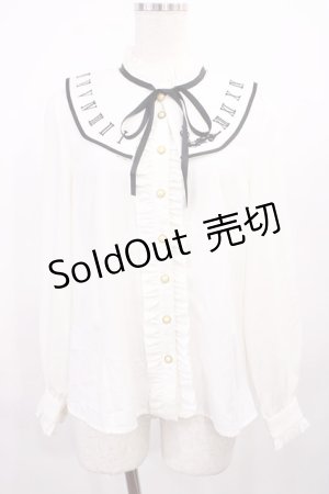 画像: Amavel / 時計刺繍つけ衿ブラウス Free オフ/ブラック H-25-12-06-1031-CA-BL-NS-ZH