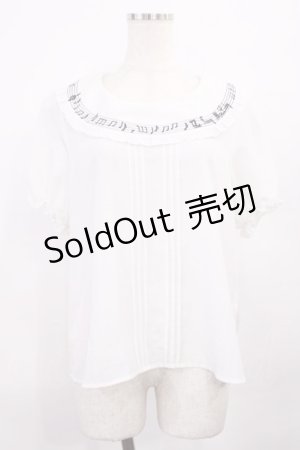 画像: Amavel / 音符刺繍入り サークル衿プルオーバーブラウス Free ホワイト H-25-12-06-1032-CA-BL-NS-ZH