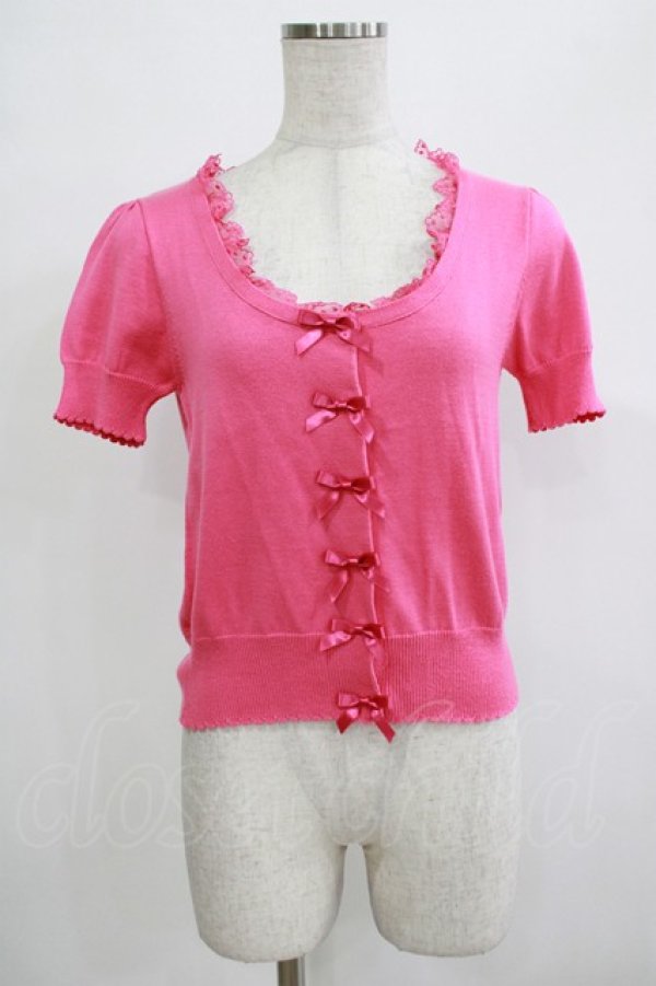 画像1: Emily Temple cute / プチリボン付ニットカーディガン  ピンク H-25-12-06-060-ET-TO-KB-ZH (1)