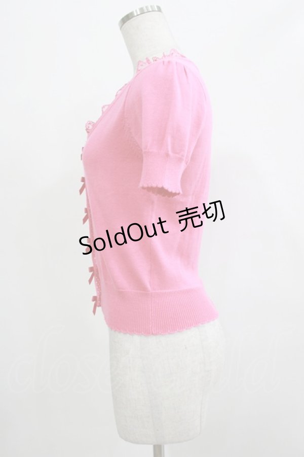 画像2: Emily Temple cute / プチリボン付ニットカーディガン  ピンク H-25-12-06-060-ET-TO-KB-ZT1208H (2)