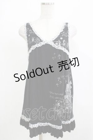 画像: HANGRY&ANGRY / プリントチュニックタンク  黒×白 H-25-12-06-070-HN-TO-KB-ZH