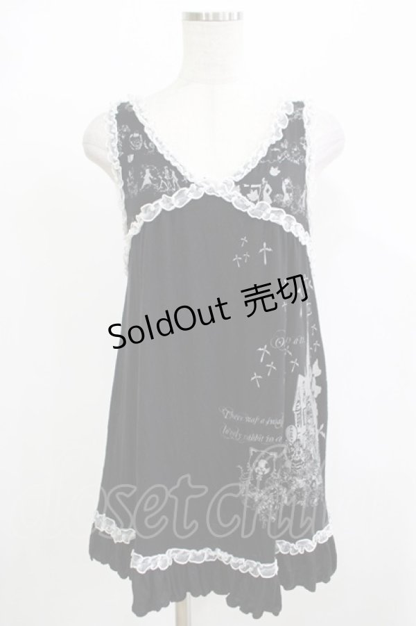 画像1: HANGRY&ANGRY / プリントチュニックタンク  黒×白 H-25-12-06-070-HN-TO-KB-ZH (1)