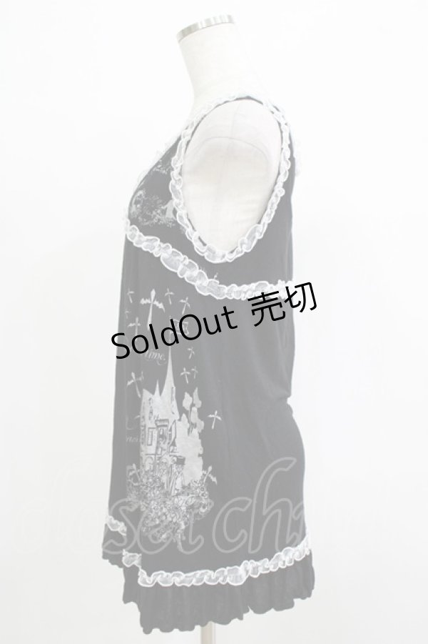 画像2: HANGRY&ANGRY / プリントチュニックタンク  黒×白 H-25-12-06-070-HN-TO-KB-ZH (2)