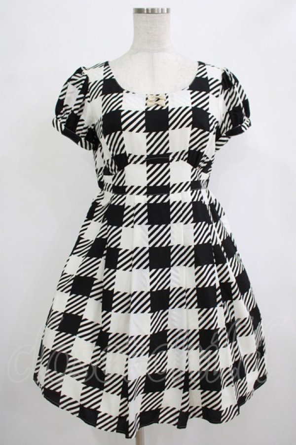 画像1: Emily Temple cute / Emilyギンガムパフスリーブワンピース M ブラック H-25-12-06-008-ET-OP-KB-ZH (1)