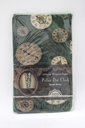 画像: abilletage / Polka Dot Clock tights  モスグリーン H-25-12-06-079-GO-ZA-KB-ZH