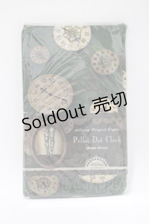 画像: abilletage / Polka Dot Clock tights  モスグリーン H-25-12-06-079-GO-ZA-KB-ZH