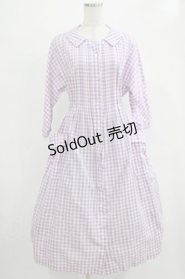 画像1: Jane Marple Dans Le Salon / コットンリネンギンガムワンピース  ラベンダー H-25-12-06-016-JM-OP-KB-ZH (1)