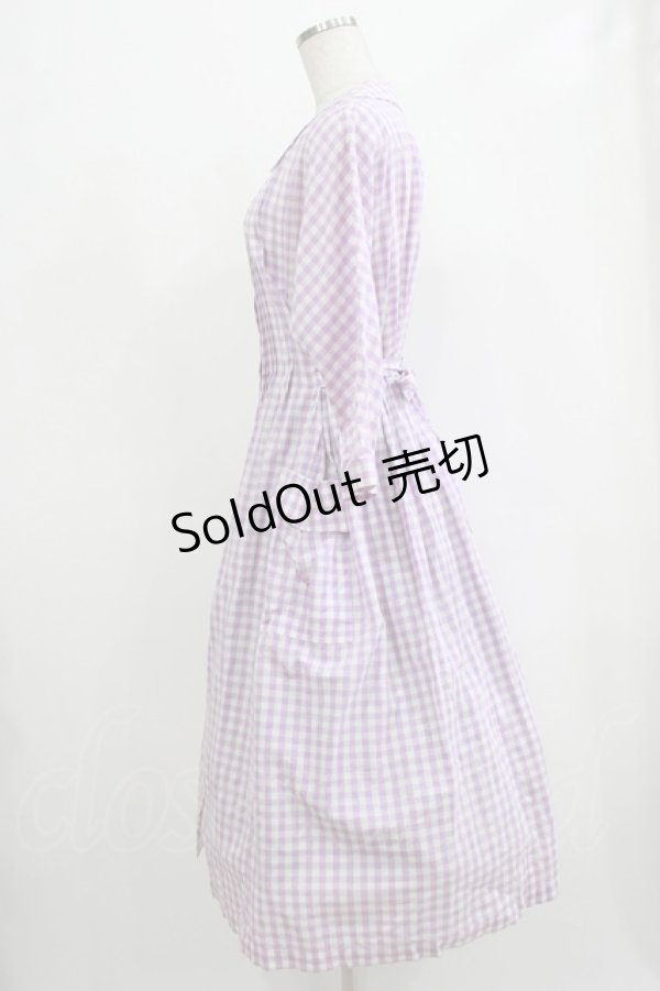 画像2: Jane Marple Dans Le Salon / コットンリネンギンガムワンピース  ラベンダー H-25-12-06-016-JM-OP-KB-ZH (2)