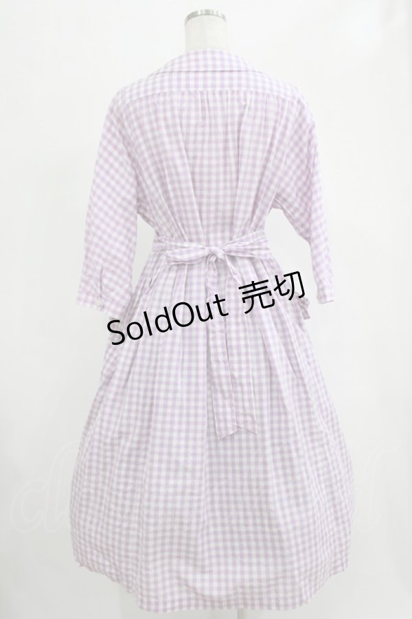 画像3: Jane Marple Dans Le Salon / コットンリネンギンガムワンピース  ラベンダー H-25-12-06-016-JM-OP-KB-ZH (3)