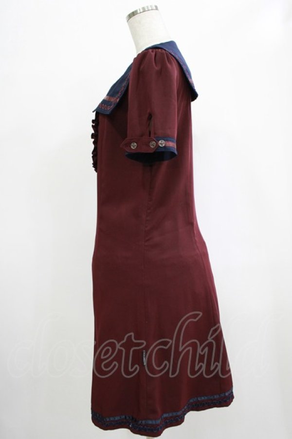 画像2: 【SALE】Ozz oneste / ナポレオンセーラーワンピース  ワイン×ネイビー H-25-12-06-019-OO-OP-KB-ZT176 (2)