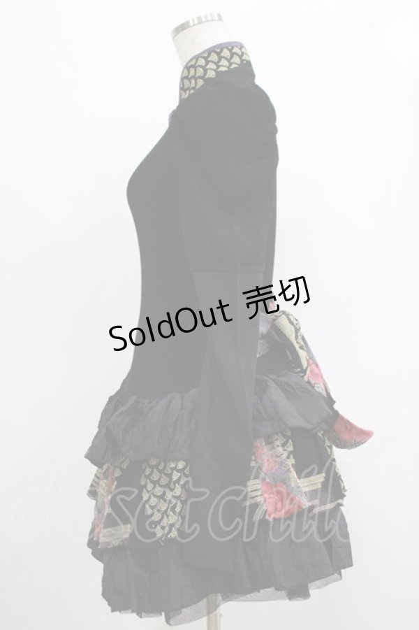 画像2: Qutie Frash / チャイナワンピース  黒×紫 H-25-12-06-025-QU-OP-KB-ZH (2)