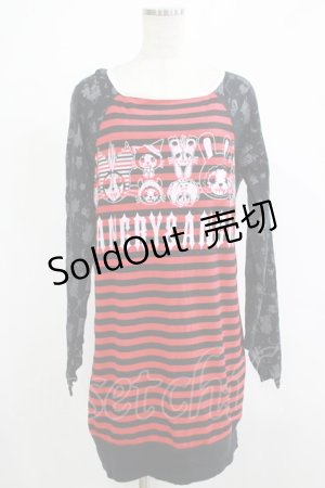 画像: HANGRY&ANGRY / ボーダーラグランワンピース  黒×赤 H-25-12-06-026-HN-OP-KB-ZH